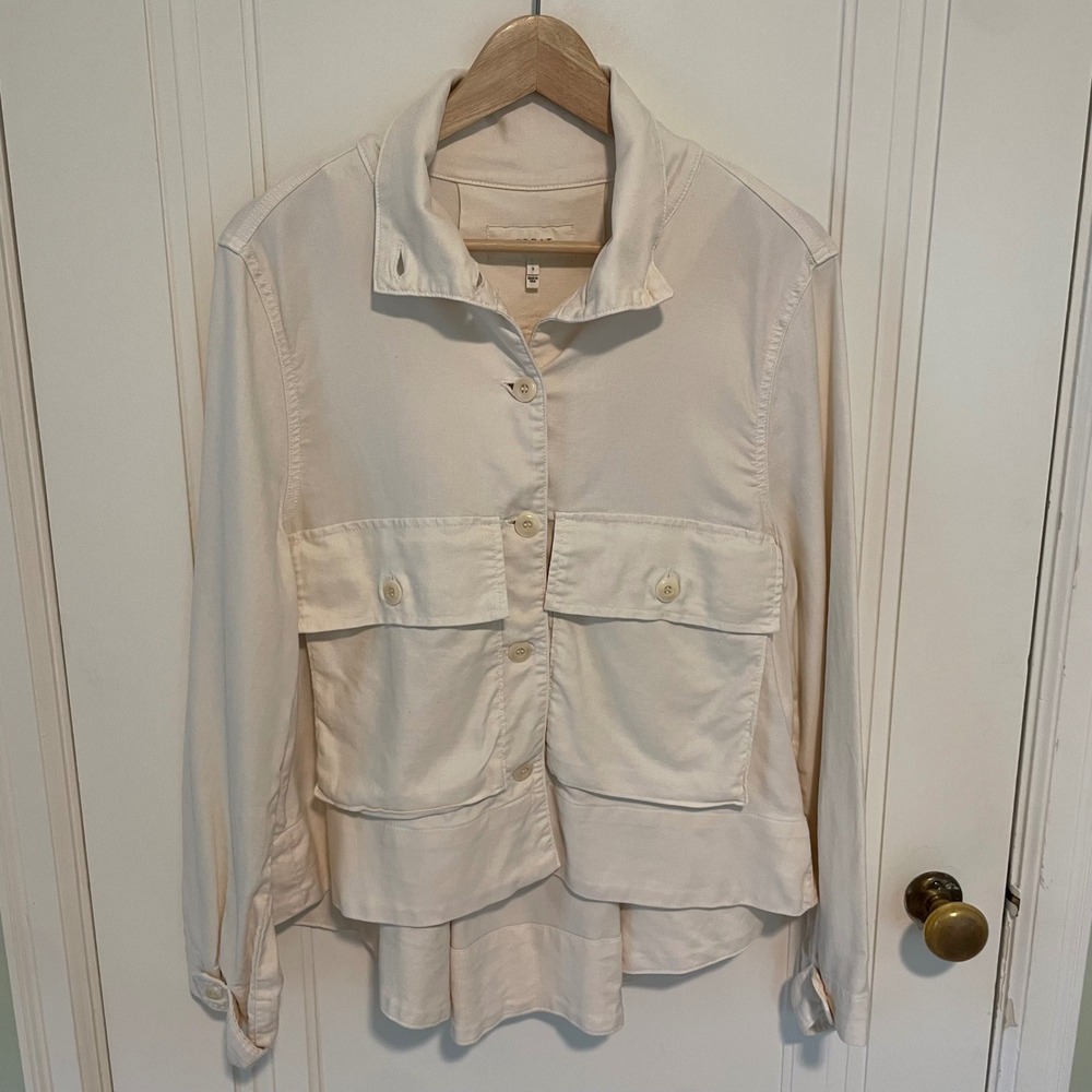 THE GREAT Swingy Army Jacket Funnel Neck Peplum Cargo Utility Size 3 / Large